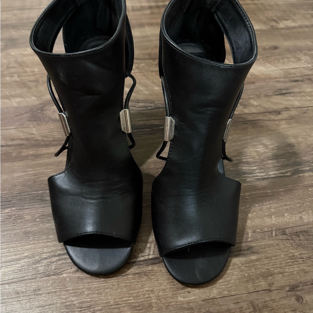 Kohl's Black Heeled Boots with Silver Accents